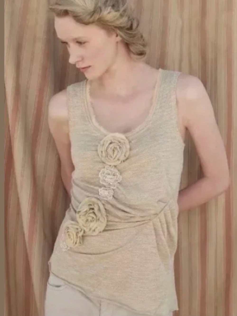 Anthropologie Floral Appliqué Tank Top